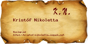 Kristóf Nikoletta névjegykártya
