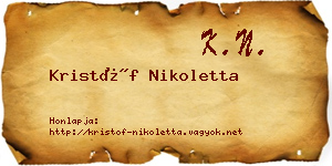 Kristóf Nikoletta névjegykártya